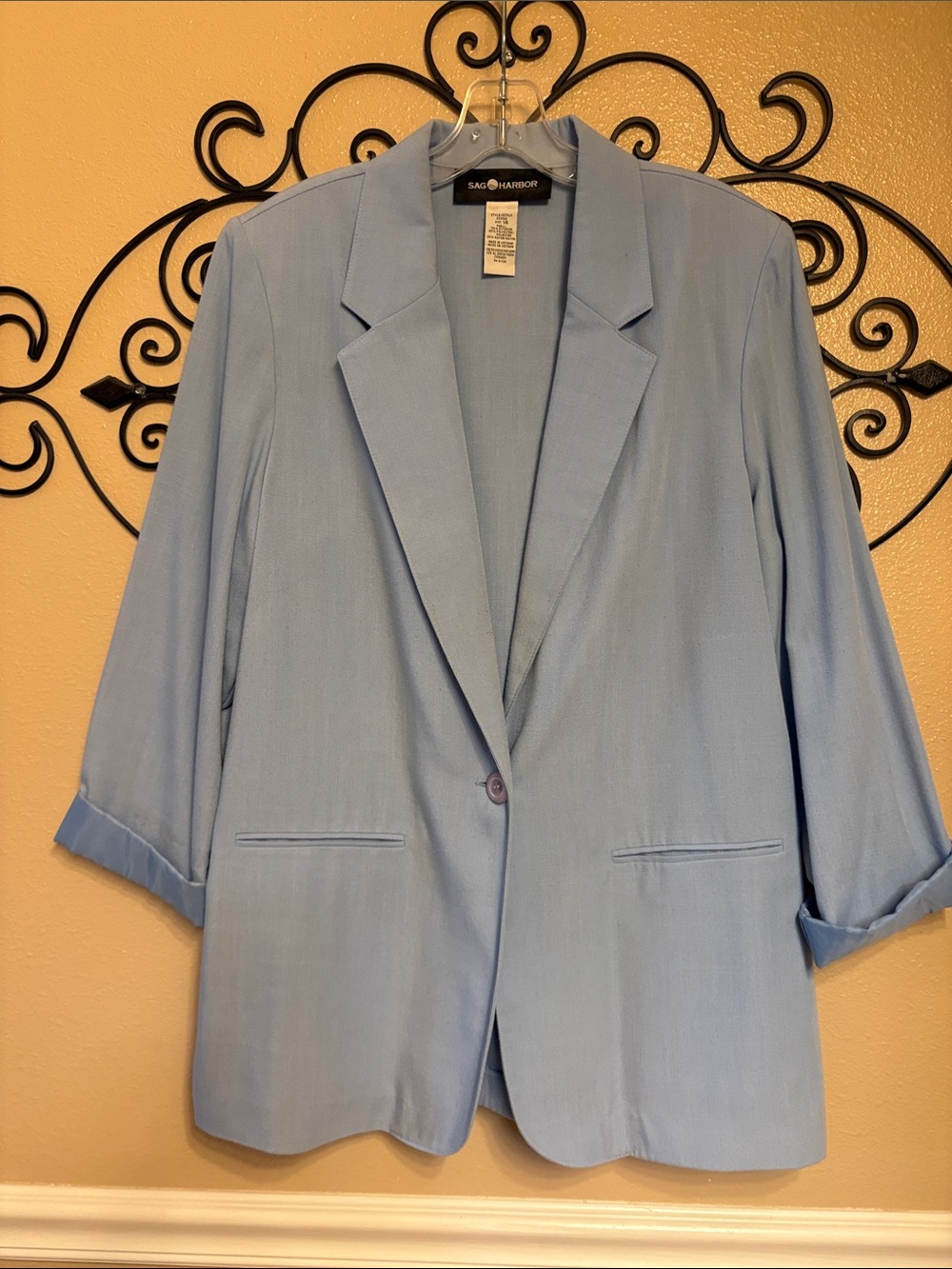 Sag Harbor Pale Blue Women's Single-Button Blazer